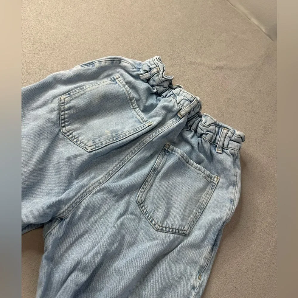 Zara Size 4 Baggy Paperbag Light Wash Jeans Denim Essential Grunge Casual Street - Picture 13 of 16